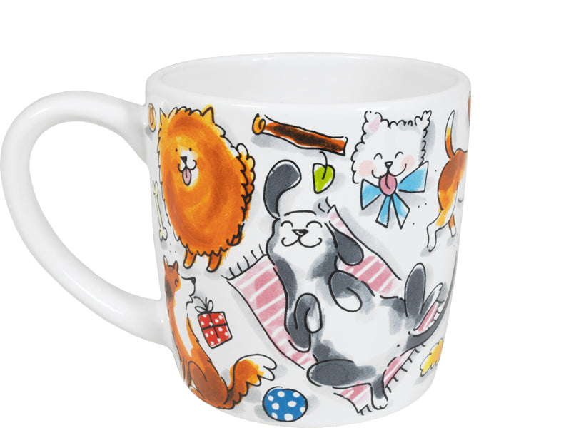 Blond Amsterdam Dieren Cappuccino Mok Dog Love - 500 ml, zijaanzicht met dessin