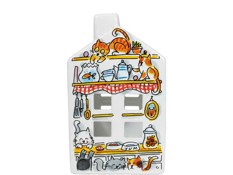 Blond Amsterdam Lichthuisje Cat met vrolijke kattenillustraties