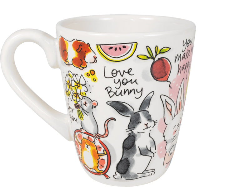Blond Amsterdam Dieren Beker Knaagdieren - 350 ml, zijaanzicht met dessin