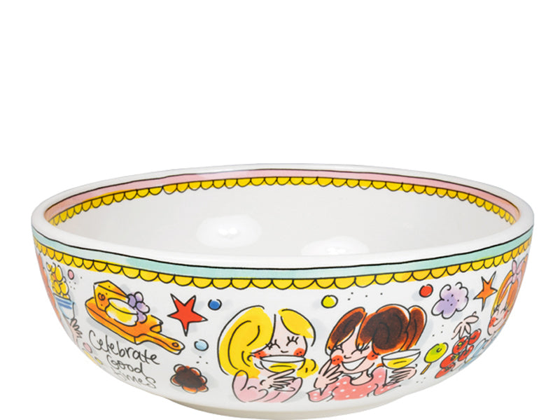 Blond Amsterdam Even Bijkletsen Saladeschaal, zijaanzicht met dessin