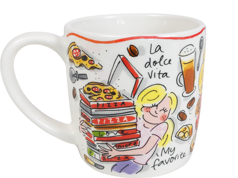 Blond Amsterdam Pasta Mok - 500 ml, zijaanzicht met dessin