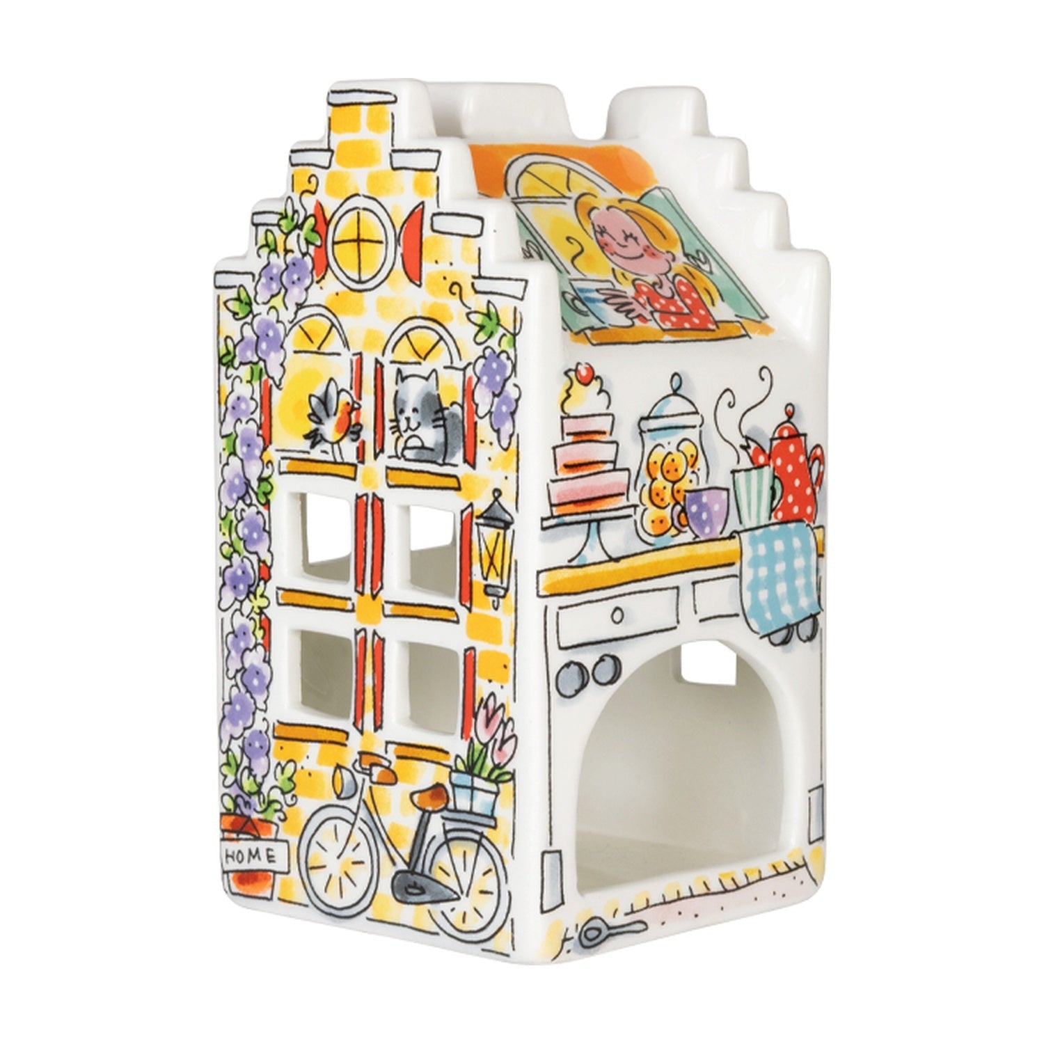 Blond Amsterdam Even Bijkletsen Gevelhuisje op witte achtergrond