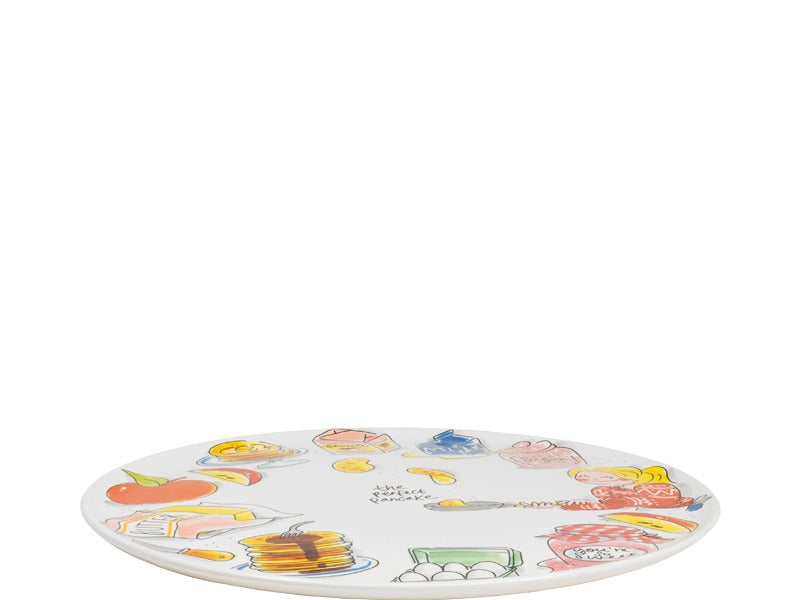 Blond Amsterdam Perfect Pancake serveerbord in zijaanzicht, plat en glanzend wit