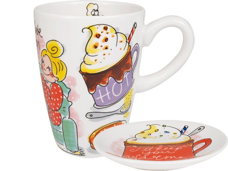 Blond Amsterdam Mazagran Set Hot Chocolate 2-delig, de mok met het schoteltje ernaast