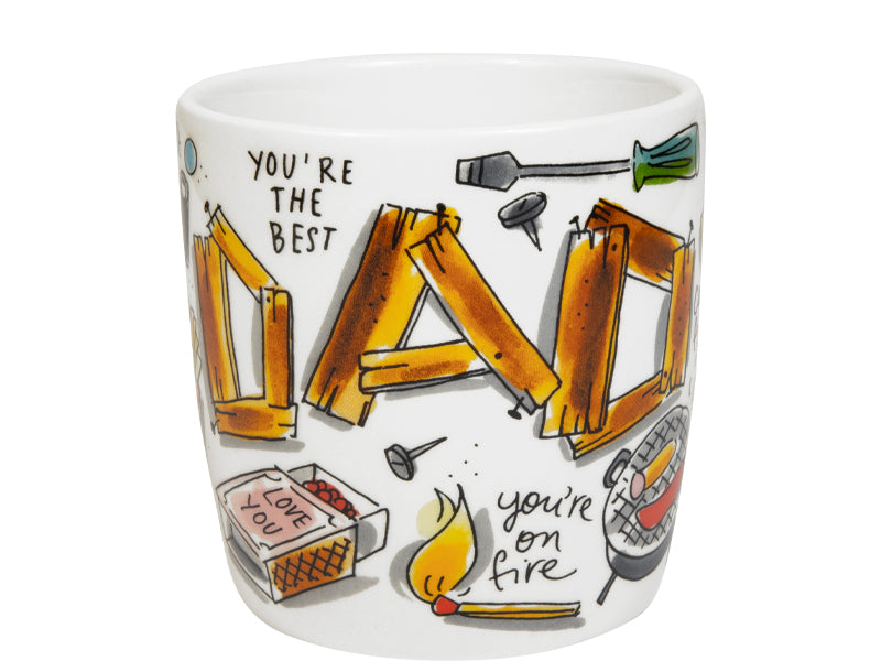 Blond Amsterdam Cappuccino Mok Best Dad met vaderdag-illustraties en de tekst 'best dad'