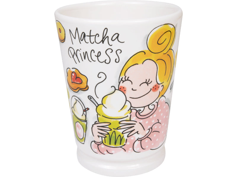 Blond Amsterdam Mazagran Mok Matcha Princess - 500 ml, andere hoek met dessin