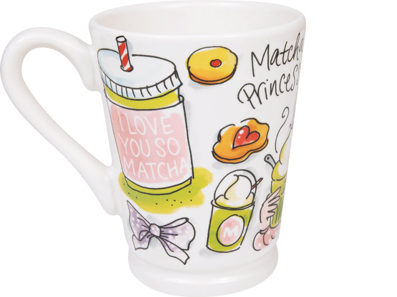 Blond Amsterdam Mazagran Mok Matcha Princess - 500 ml, andere hoek met dessin