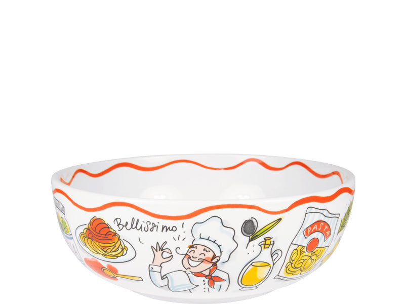 Blond Amsterdam Pasta Saladeschaal Italië - 24 cm, zijaanzicht