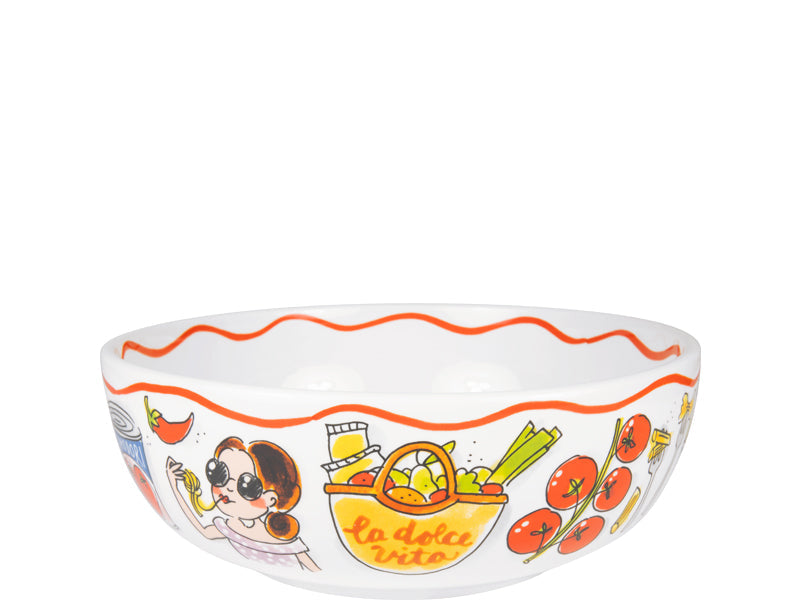 Blond Amsterdam Pasta Saladeschaal Italië - 24 cm, zijaanzicht