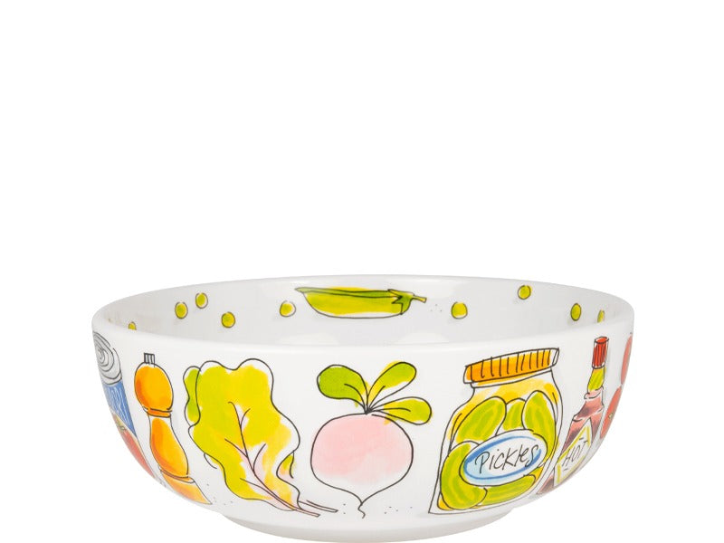 Blond Amsterdam Salad Icons Schaal met tekening van radijs en een pot augurken