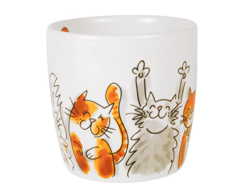 Blond Amsterdam Cappuccino Mok Cat Mix met tekening van een liggende cyperse kat en een grijze pluizige kat