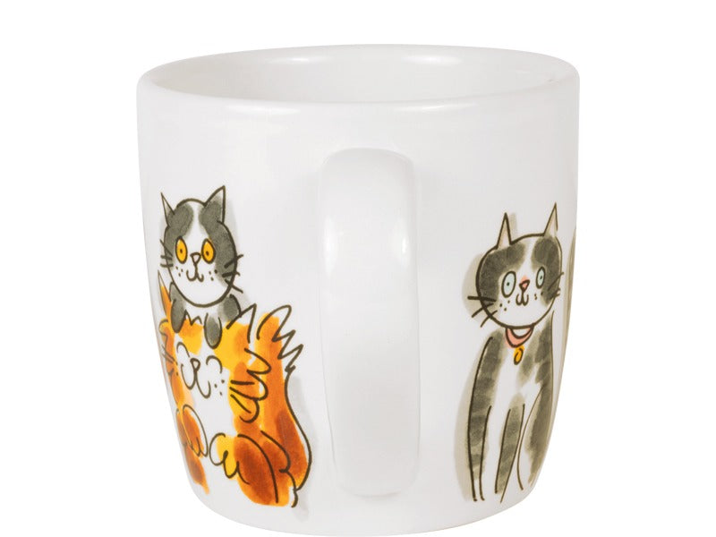 Blond Amsterdam Cappuccino Mok Cat Mix met handvat en tekening van een zwart-witte kat