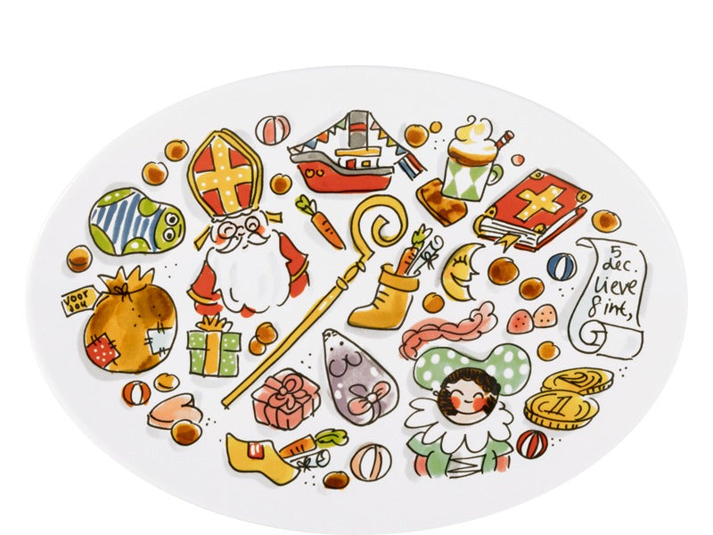 Blond Amsterdam Sinterklaas Ovale Schaal Sint Iconen - 27 cm op witte achtergrond