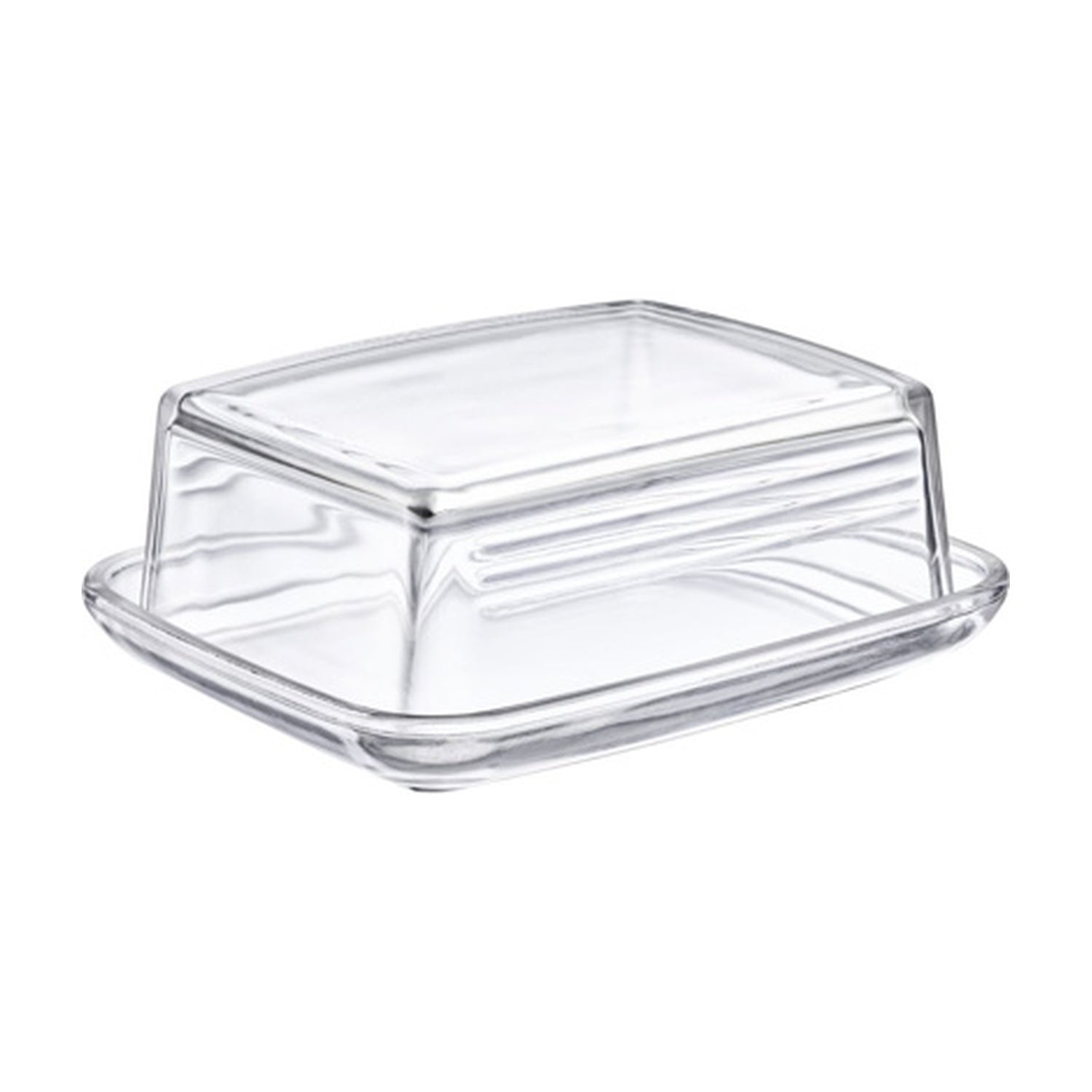 Westmark Botervloot, transparant glas, lege boterschaal met bolle deksel op witte achtergrond