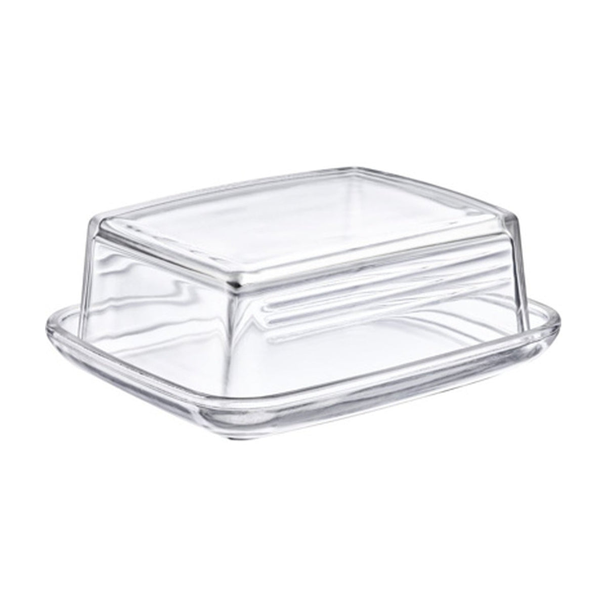 Westmark Botervloot, transparant glas, lege boterschaal met bolle deksel op witte achtergrond