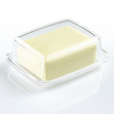 Westmark Botervloot, transparant glas, boterschaal met een blok boter erin