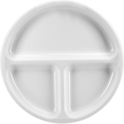 Westmark Magnetron Dinerbord, wit, bovenaanzicht van het ronde bord met drie vakken
