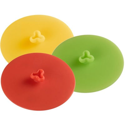 Westmark Siliconen Vershouddeksel Mini - 10 cm, bordeauxrood, verpakking op kaart met deksel en glazen in drie kleuren