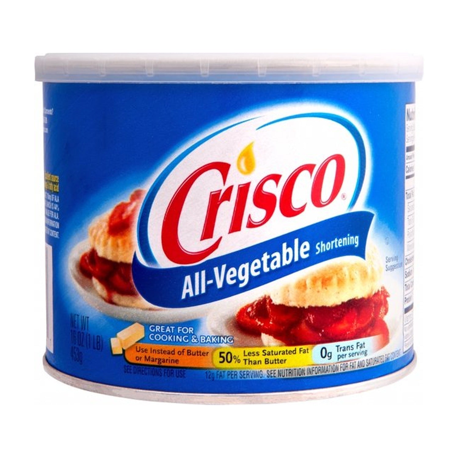 Crisco Shortening Plantaardig - 450 gram op witte achtergrond