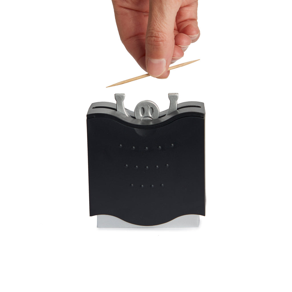 Balvi Pick a Boo dispenser met opduikend figuurtje dat een tandenstoker aanreikt
