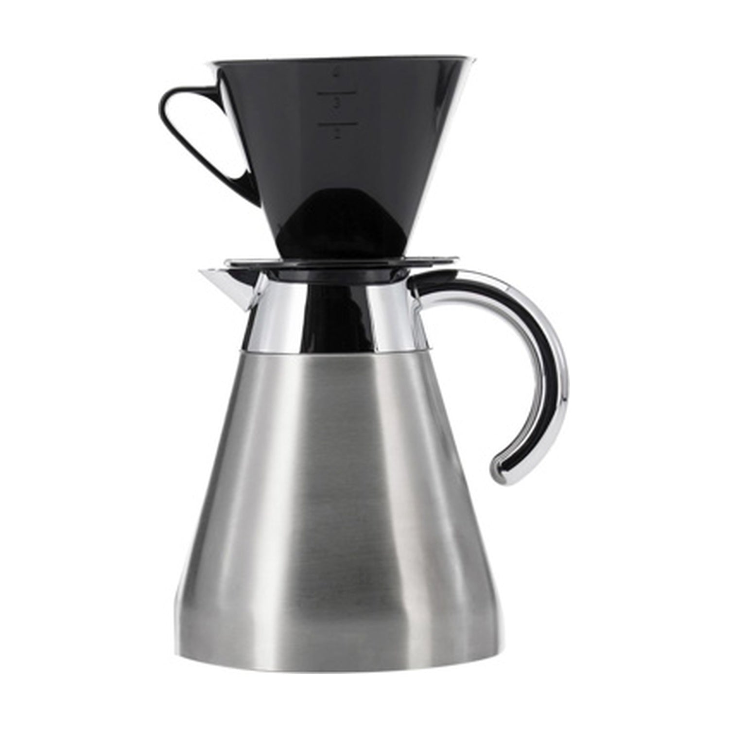 Westmark Koffiefilter 4 kopjes, rvs kan met zwarte filterhouder erbovenop