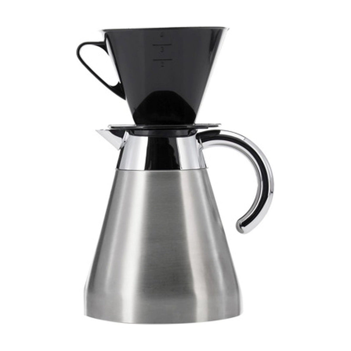 Westmark Koffiefilter 4 kopjes, rvs kan met zwarte filterhouder erbovenop