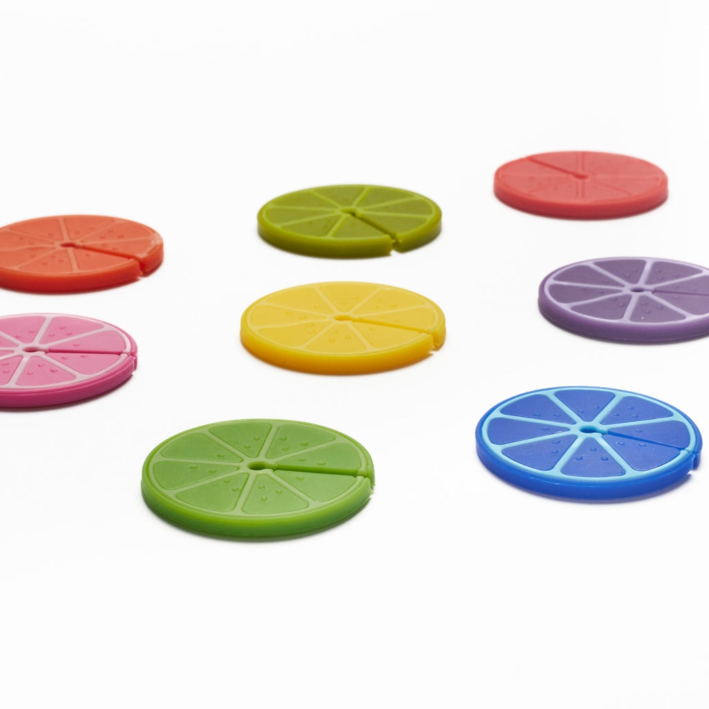 Balvi Fruit Party glasmarkers, acht siliconen citrusschijfjes in verschillende kleuren