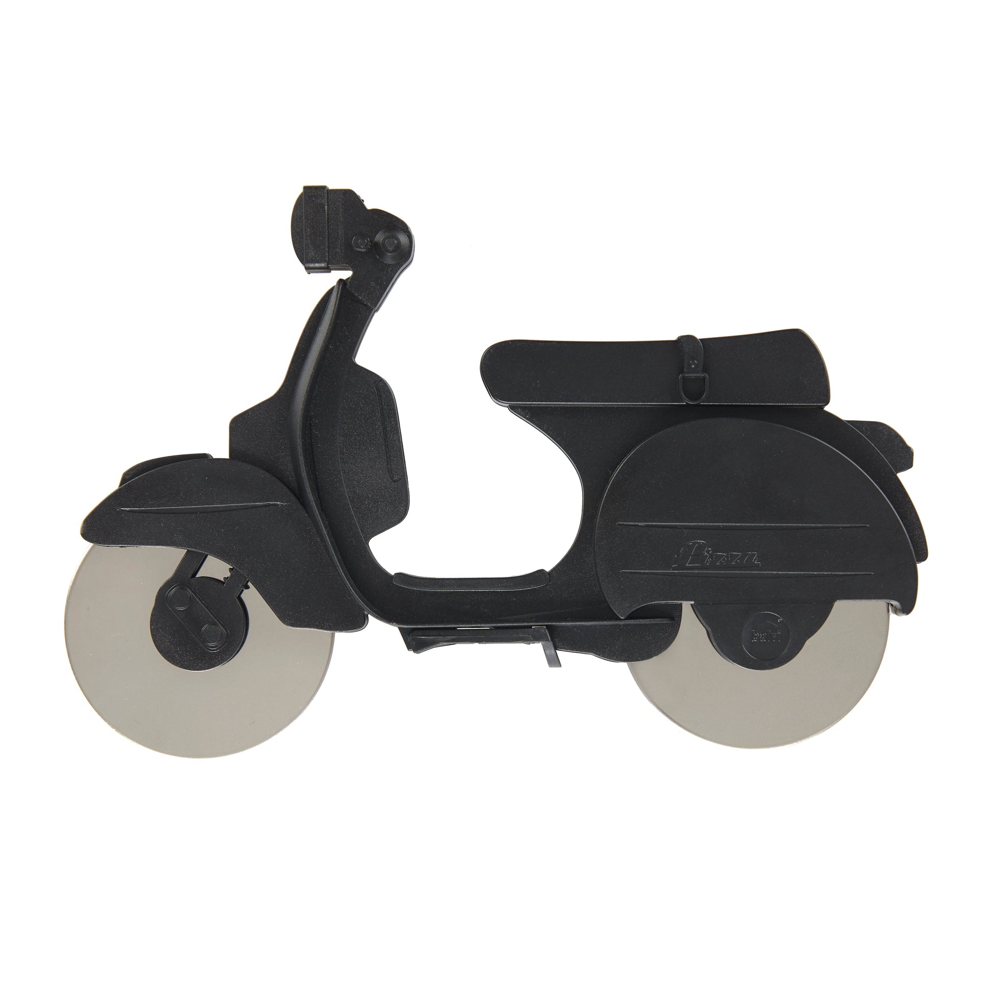 Balvi Pizzasnijder Scooter Zwart, zijaanzicht liggend