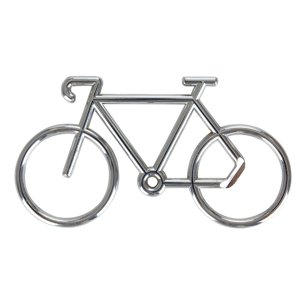 Balvi Flesopener Tourmalet - Zilver op witte achtergrond, racefiets met wielen, frame, stuur en zadel van opzij