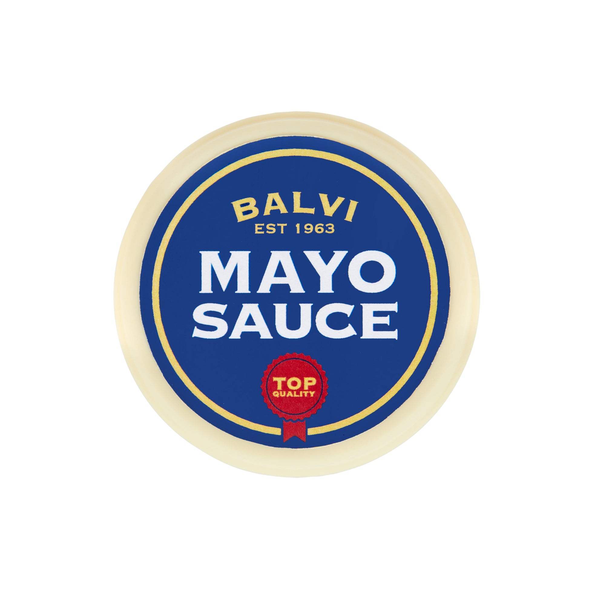 Balvi Kookwekker Mayonaise, close-up van het Mayo Sauce-etiket