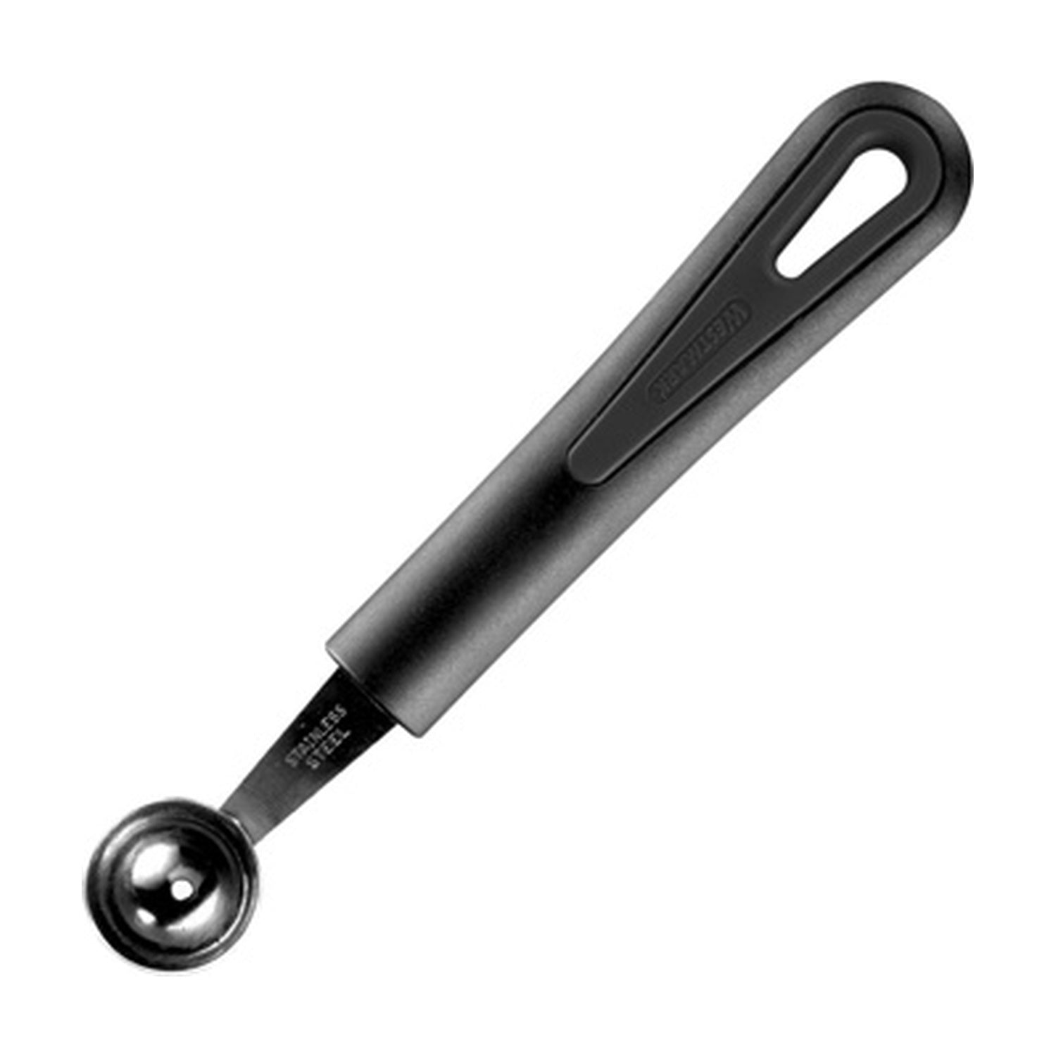 Westmark Gentle Uithollepel - 26 mm, zwart, uithollepel met rvs bolletje en zwarte kunststof greep