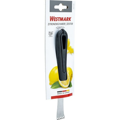 Westmark Gentle Zester, zwart, losse zester met getand mesje en ergonomisch handvat