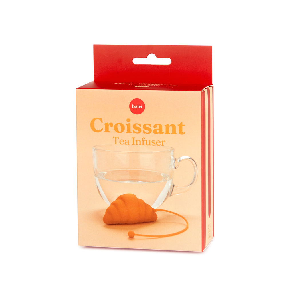 Kartonnen doos van het Croissant Tea Infuser met de croissant op de voorkant