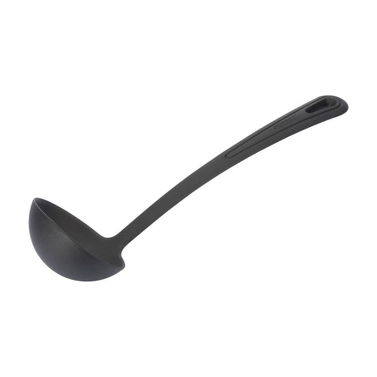 Westmark Gentle Plus Soeplepel, zwart, zwarte lepel met dieper rond schepgedeelte en gebogen handvat