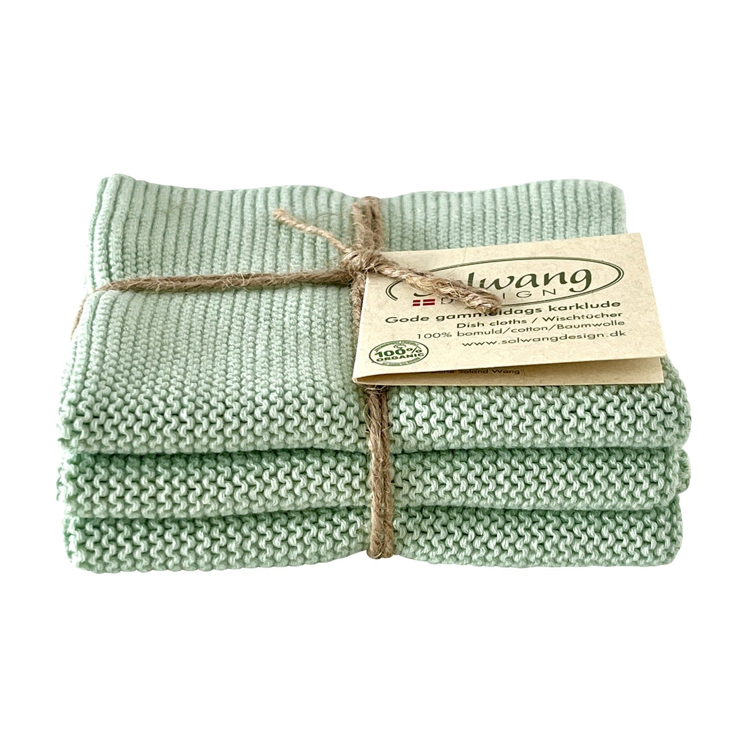Solwang Design Vaatdoekjes set van 3 - Aqua op witte achtergrond