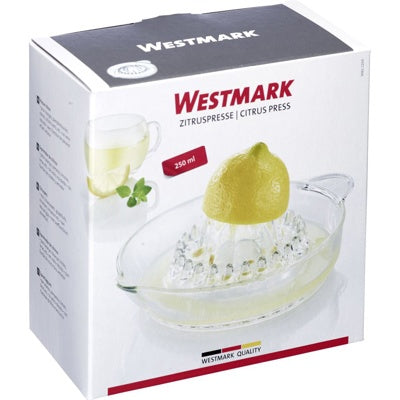 Westmark Citruspers - Glas, transparant, verpakking in doos met foto van gebruik en 250 ml-vermelding