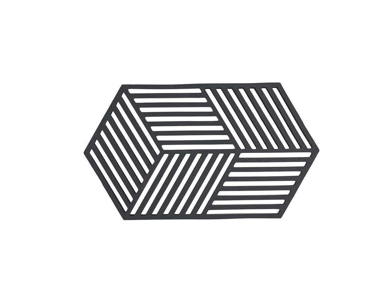 Zone Denmark Hexagon Long Onderzetter - Zwart op witte achtergrond