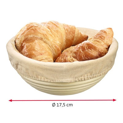 Westmark Rijsmandje Rond met Hoes - 17,5 cm, naturel, mandje met hoes gevuld met croissants en maatindicatie