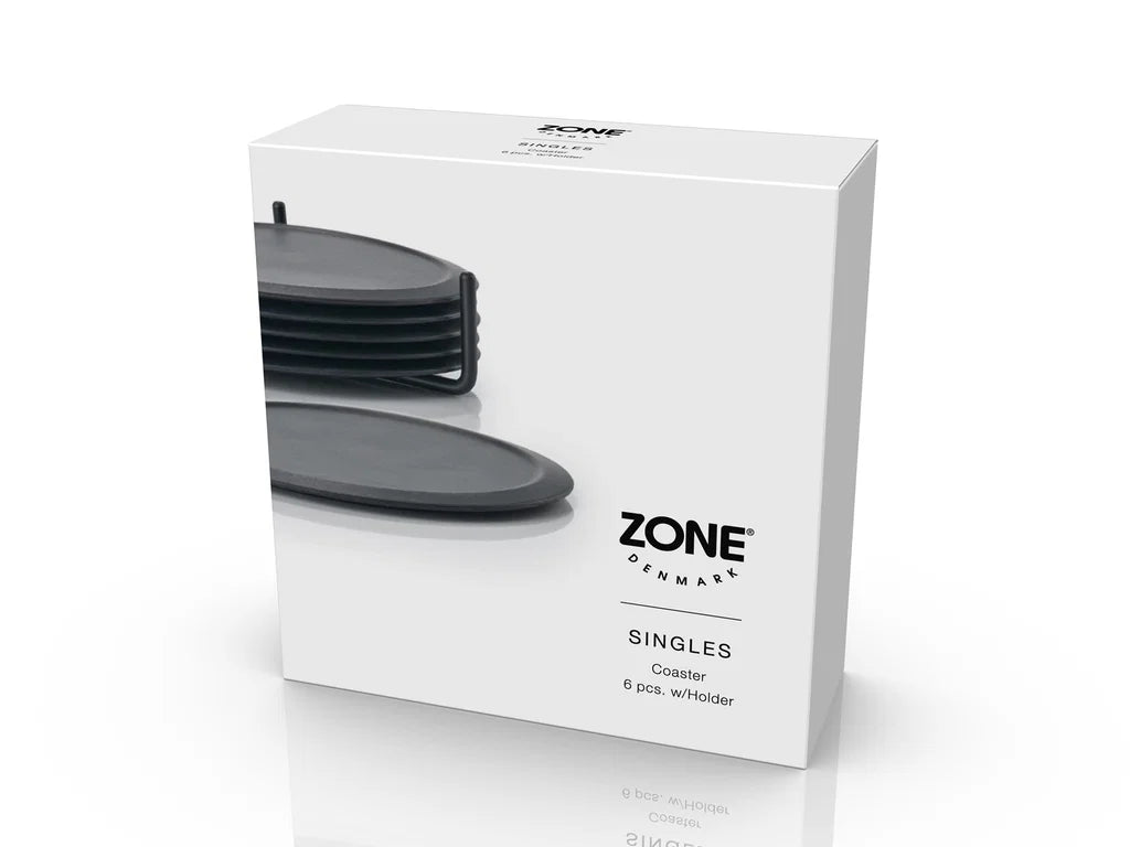 Zone Denmark Glazen Onderzetters in Houder - Zwart