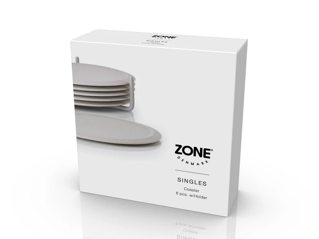 Zone Denmark Glazen Onderzetters in Houder - Warm Grey