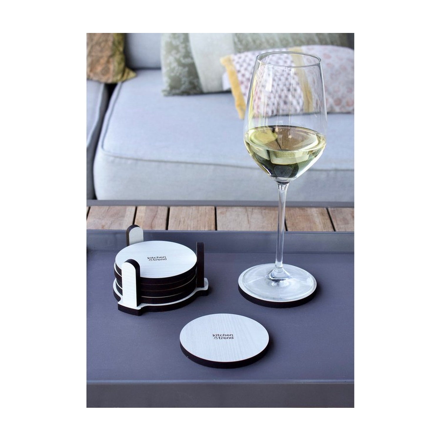 Kitchen Trend Onderzetters In Houder - Wit op witte achtergrond