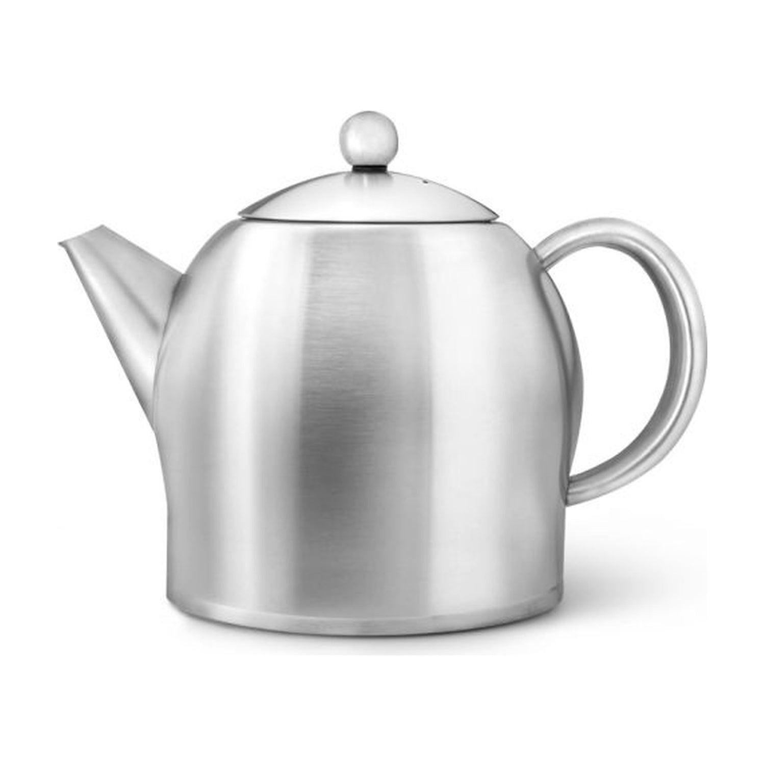 Bredemeijer Minuet Santhee Dubbelwandige Theepot RVS Mat - 1,4 liter op witte achtergrond