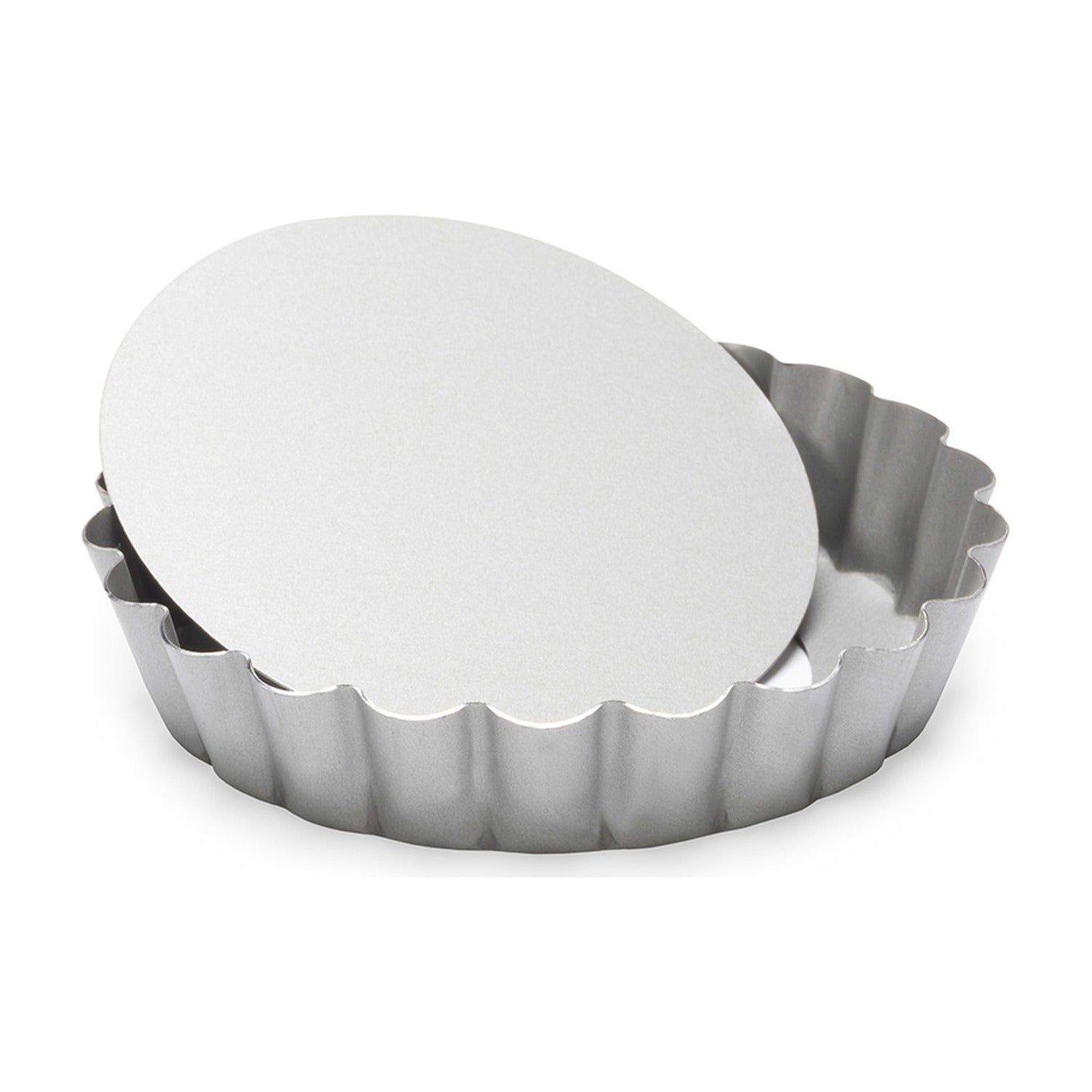 Patisse Silver Top Mini Quichevorm Rond Losse Bodem - 10 cm op witte achtergrond