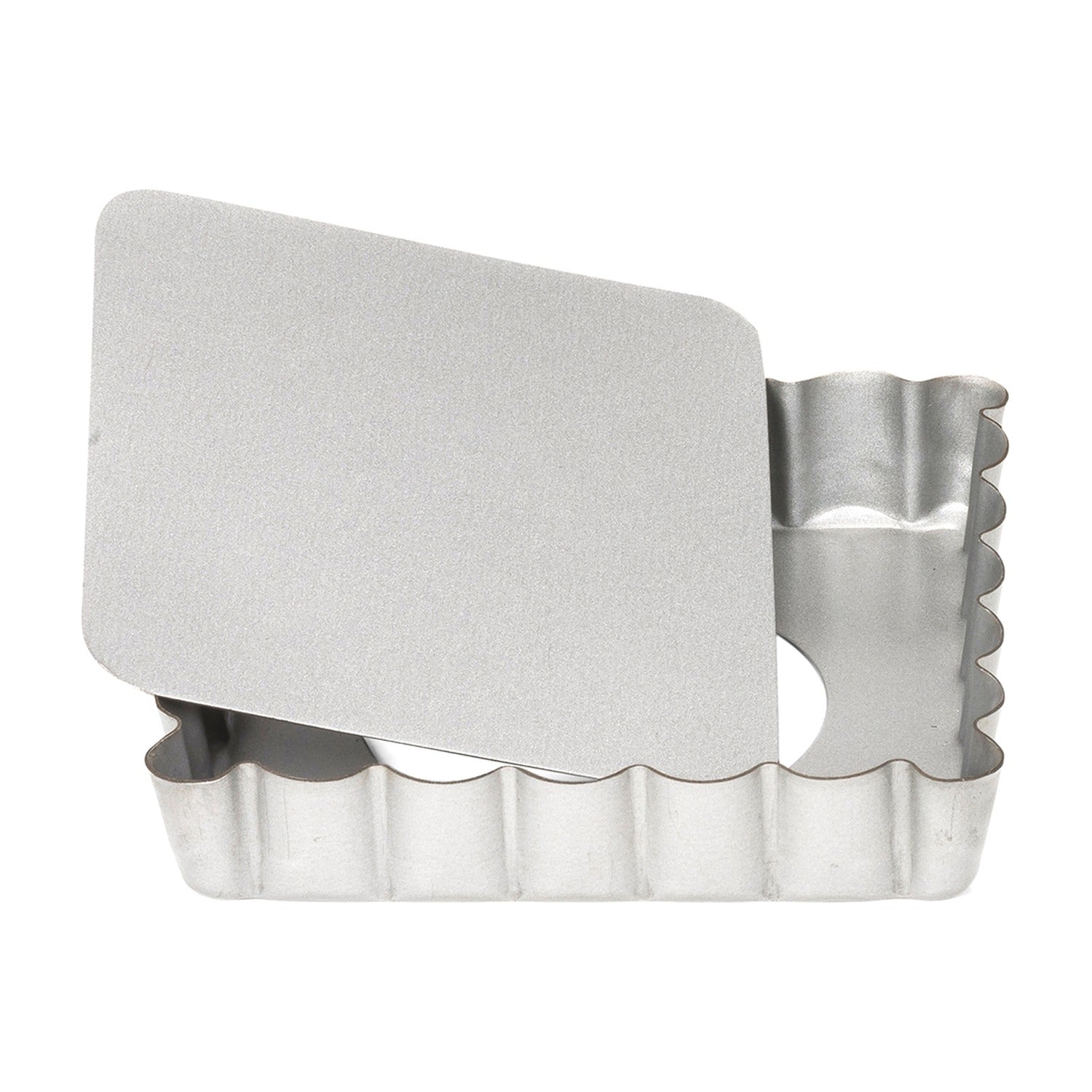 Patisse Silver Top Mini Quichevorm Vierkant Losse Bodem - 10 cm op witte achtergrond