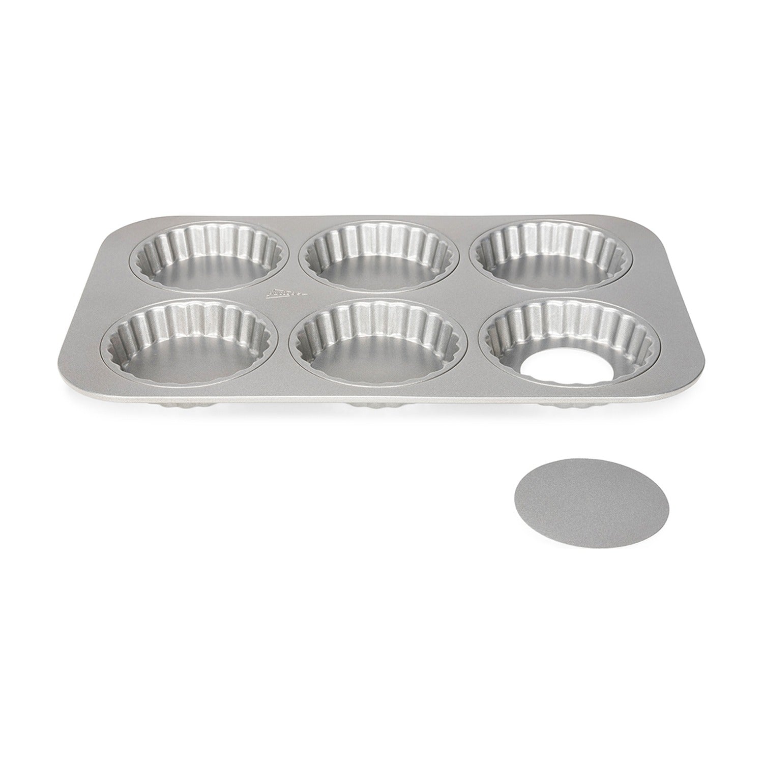 Patisse Silver Top Mini Quichevorm Losse Bodem 6 Vaks - 10 cm op witte achtergrond