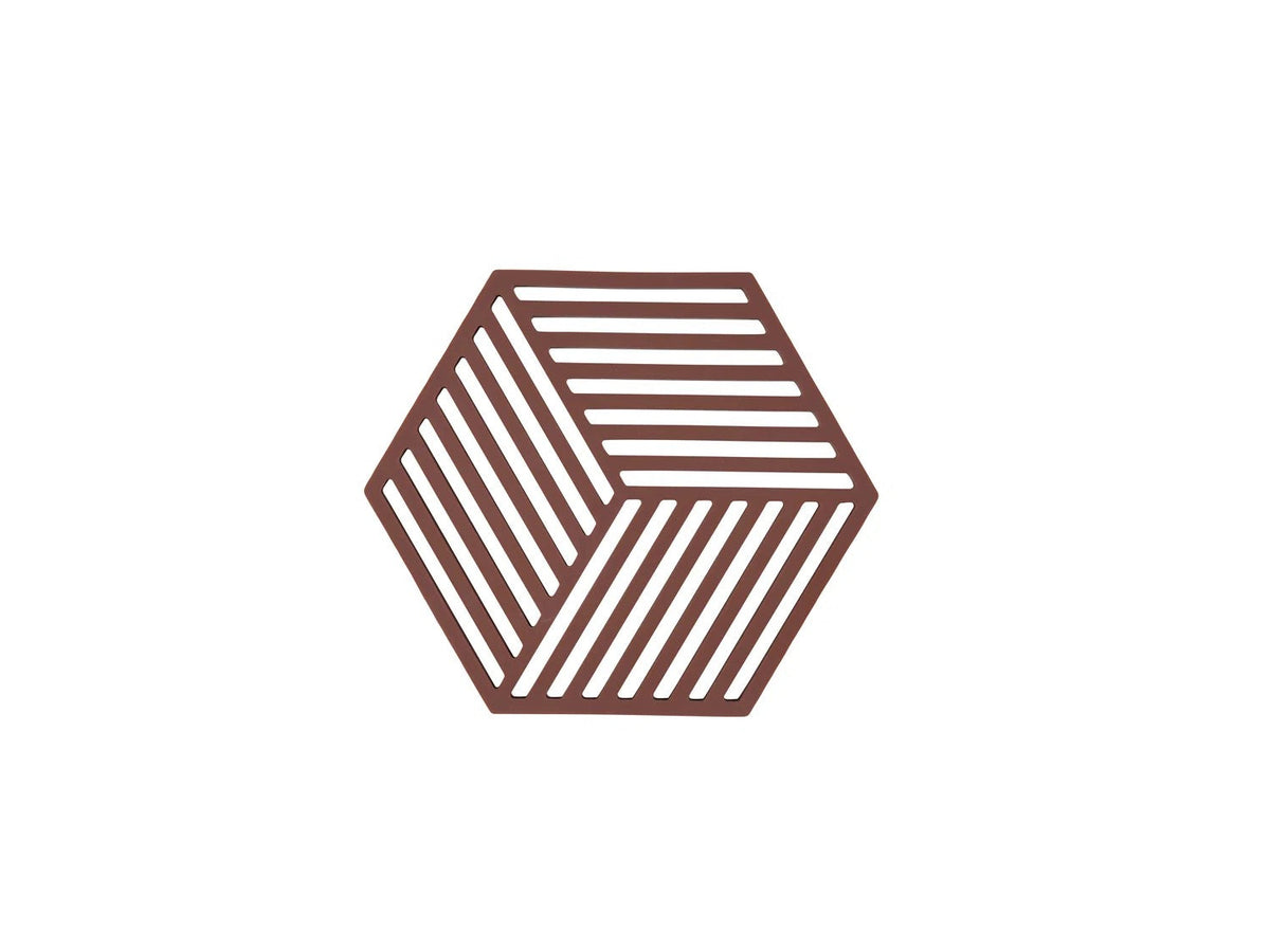 Zone Denmark Hexagon Onderzetter - Burgundy op witte achtergrond