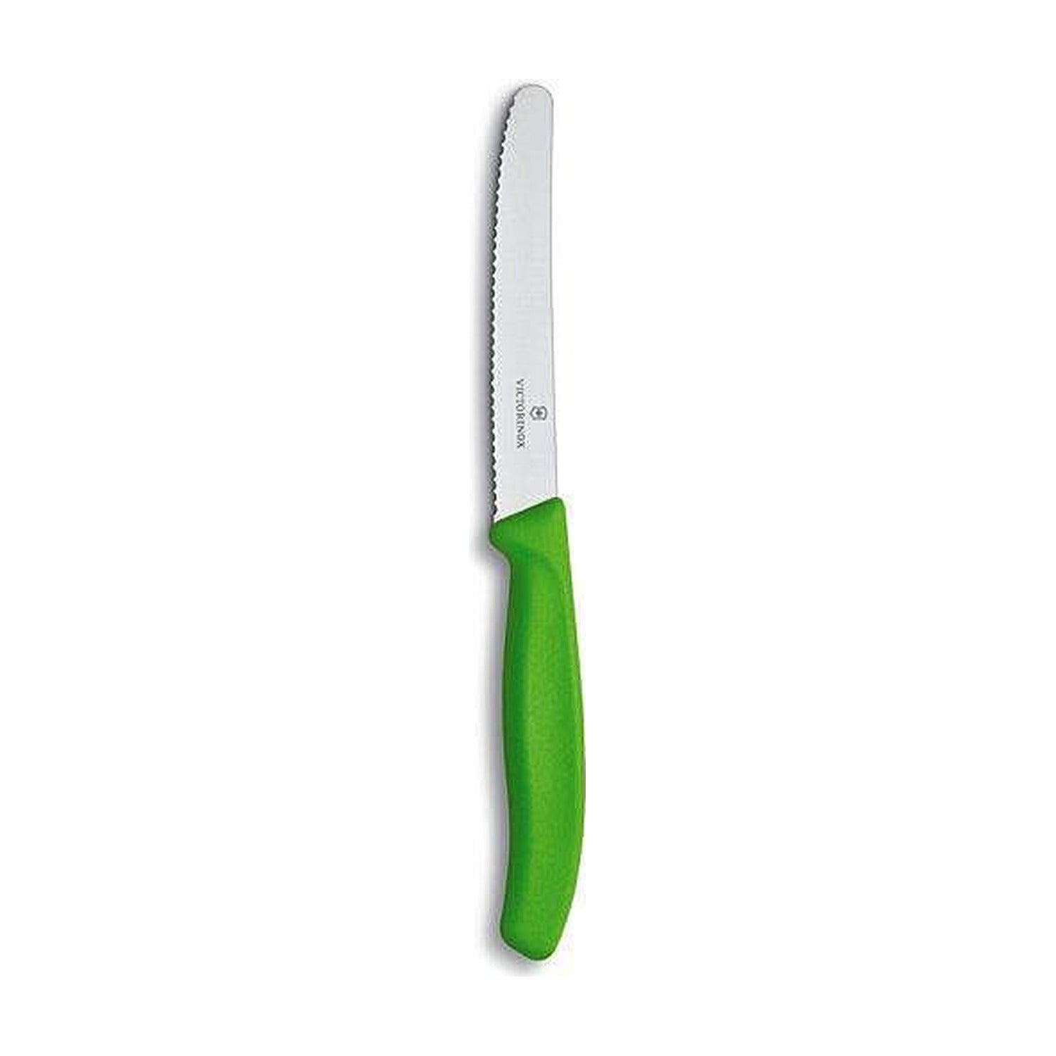 Victorinox Gekarteld Tomatenmes Groen - 11,5 cm op witte achtergrond