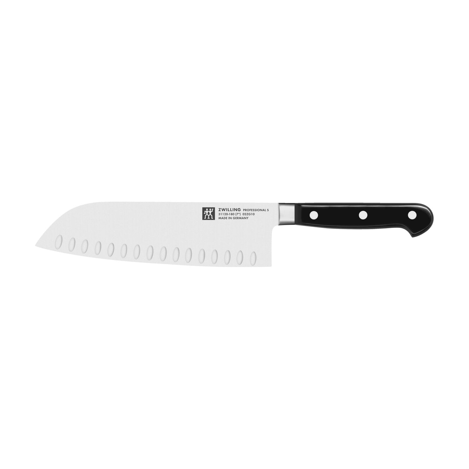 Zwilling Professional S Santokumes met Kuiltjes - 18 cm op witte achtergrond