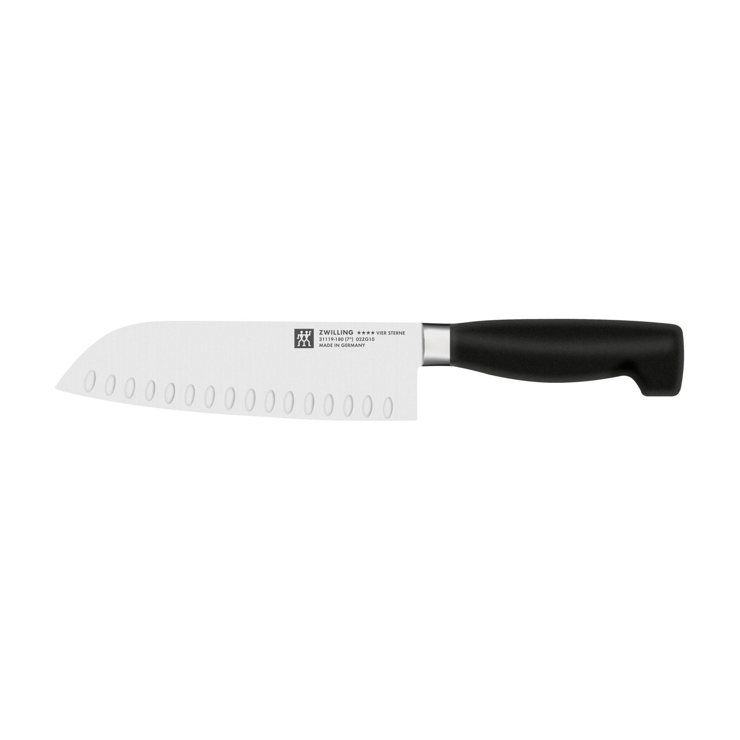 Zwilling Four Star Santokumes met Kuiltjes - 18 cm op witte achtergrond