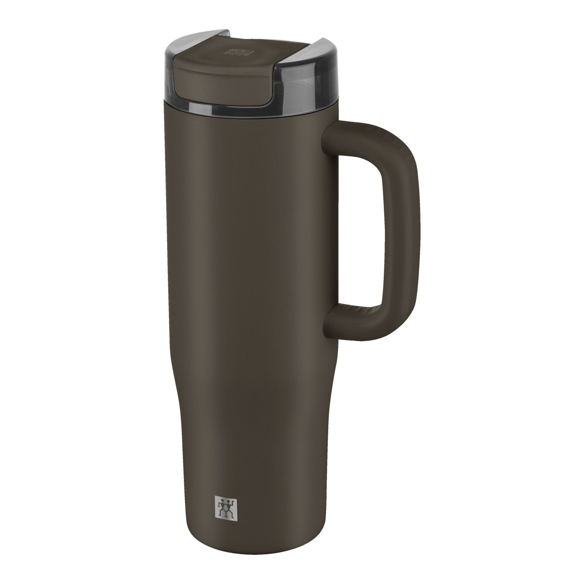 Hand draagt de Zwilling Thermo Plus Thermobeker aan het handvat